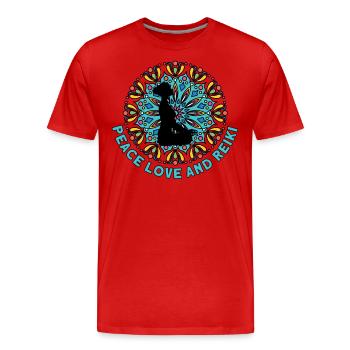 Symbole Reiki Maître Reiki Cadeau de Cristal Reiki - T-shirt bio Premium Homme - rouge - Devant - Damien (186cm)