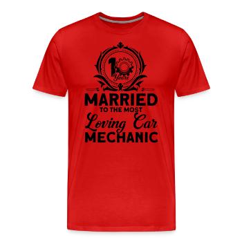 Rose Mariage 10 ans Cadeau de mariage - T-shirt bio Premium Homme - rouge - Devant - Damien (186cm)