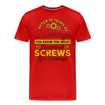 Rose Mariage 10 ans Cadeau de mariage - T-shirt bio Premium Homme - rouge - Devant - Damien (186cm)