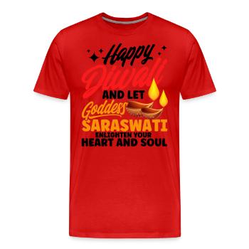 Diwali Hindus Sikh Festival of Lights Gift - Men's Premium Organic T-Shirt - red - Front - Damien (186cm)