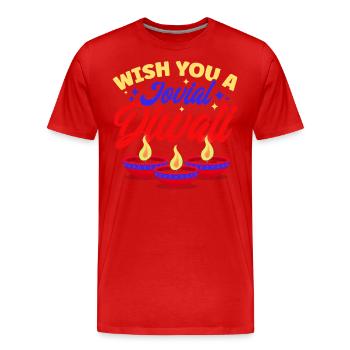 Diwali Hindus Sikh Festival of Lights Gift - Men's Premium Organic T-Shirt - red - Front - Damien (186cm)