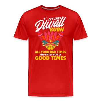 Diwali Hindus Sikh Festival of Lights Gift - Men's Premium Organic T-Shirt - red - Front - Damien (186cm)