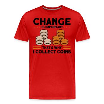 Münzsammeln Münzsammler Numismatik Münzsammlungen - Männer Premium Bio T-Shirt - Rot - Vorne - Damien (186cm)