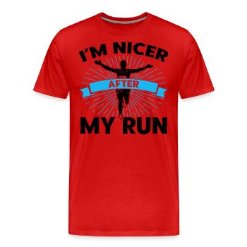 Running Runner Jogger Gift - Men's Premium Organic T-Shirt - red - Front - Damien (186cm)
