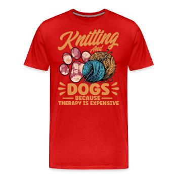 Knitting Yarn Knitting Knitting Fabric Gift - Men's Premium Organic T-Shirt - red - Front - Damien (186cm)