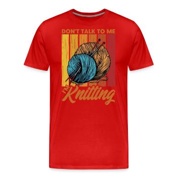 Garn stricken Stricken Stricken Liebhaber Geschenk - Männer Premium Bio T-Shirt - Rot - Vorne - Damien (186cm)