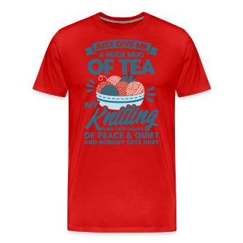 Stricken Stoff Stricken Garn stricken Geschenk - Männer Premium Bio T-Shirt - Rot - Vorne - Damien (186cm)