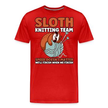 Garn stricken Stricken Stricken Stoff Geschenk - Männer Premium Bio T-Shirt - Rot - Vorne - Damien (186cm)