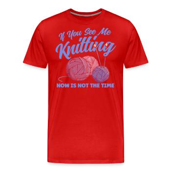 Garn stricken Stricken Stricken Liebhaber Geschenk - Männer Premium Bio T-Shirt - Rot - Vorne - Damien (186cm)