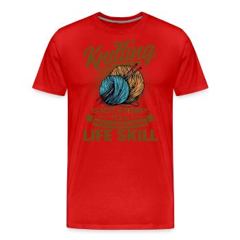 Knitting Fabric Knitting Yarn Knitting Gift - Men's Premium Organic T-Shirt - red - Front - Damien (186cm)