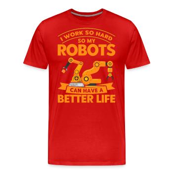 Robotic Robot Robotics Engineer Gift - Men's Premium Organic T-Shirt - red - Front - Damien (186cm)