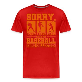 Collectors of Baseball Cards Baseball Card - Men's Premium Organic T-Shirt - red - Front - Damien (186cm)