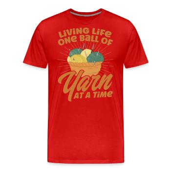 Garn stricken Stricken Stricken Stoff Geschenk - Männer Premium Bio T-Shirt - Rot - Vorne - Damien (186cm)