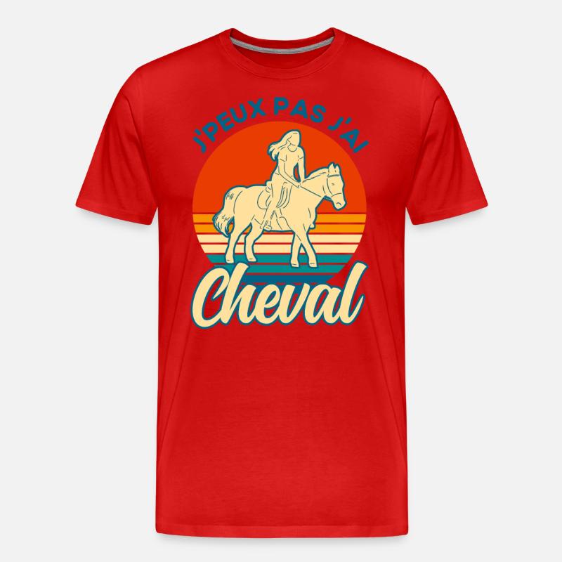Cavalier Cheval Cavalier Cadeau - T-shirt bio Premium Homme - rouge