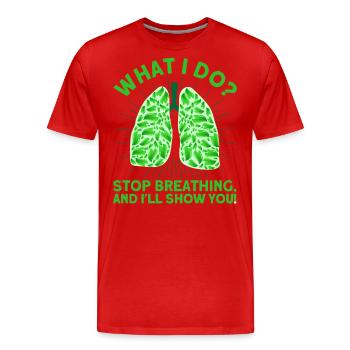 Pneumothérapeute autorisé en pneumologie - T-shirt bio Premium Homme - rouge - Devant - Damien (186cm)