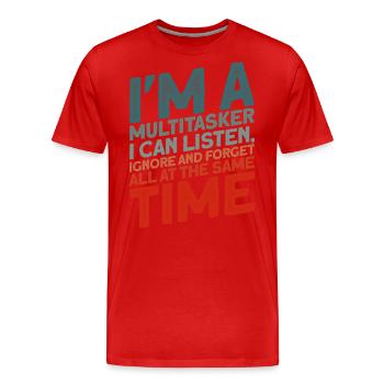 Humour noir Ironie Sarcasme Cadeau - T-shirt bio Premium Homme - rouge - Devant - Damien (186cm)