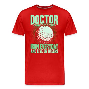 Golf spielen Golfspieler Golfplatz Geschenk - Männer Premium Bio T-Shirt - Rot - Vorne - Damien (186cm)
