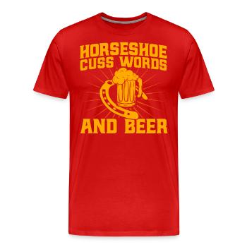Jeu de lancer de fer à cheval lancer de fer à cheval - T-shirt bio Premium Homme - rouge - Devant - Damien (186cm)