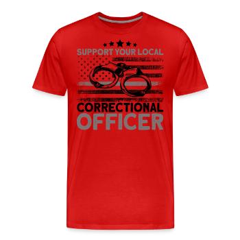 Correctional officer Handcuffs Prison guard - Men's Premium Organic T-Shirt - red - Front - Damien (186cm)