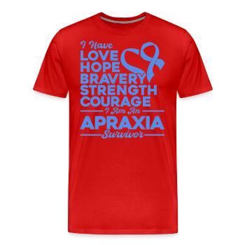 Apraxia Awareness Apraxia Survivor Blue - Men's Premium Organic T-Shirt - red - Front - Damien (186cm)
