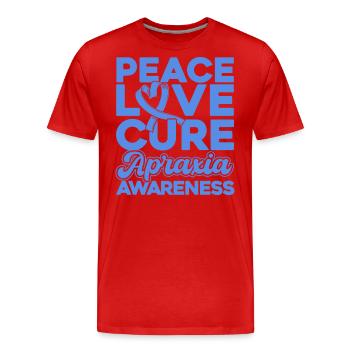 Apraxia Consciousness Blue Ribbon Apraxia Surviving - Men's Premium Organic T-Shirt - red - Front - Damien (186cm)