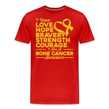 Sensibilisation au cancer des os Survivant du cancer des os - T-shirt bio Premium Homme - rouge - Devant - Damien (186cm)