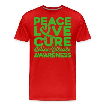 Sensibilisation à la maladie coeliaque Ruban vert Maladie cœliaque Überl - T-shirt bio Premium Homme - rouge - Devant - Damien (186cm)
