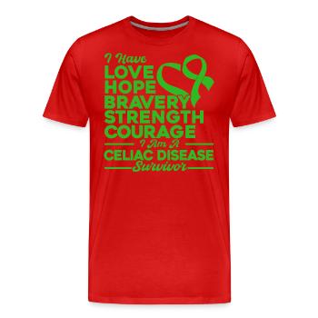 Sensibilisation à la maladie cœliaque Survivant de la maladie cœliaque Green S - T-shirt bio Premium Homme - rouge - Devant - Damien (186cm)