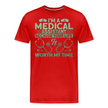 Certified Medical Assistant Medical - Men's Premium Organic T-Shirt - red - Front - Damien (186cm)