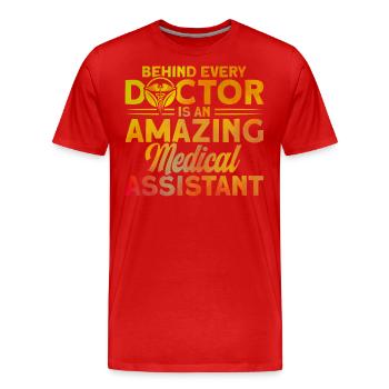 Aide-soignant Assistante médicale - T-shirt bio Premium Homme - rouge - Devant - Damien (186cm)