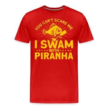 Ich schwamm mit Piranhas Amputierte Geschenk - Männer Premium Bio T-Shirt - Rot - Vorne - Damien (186cm)