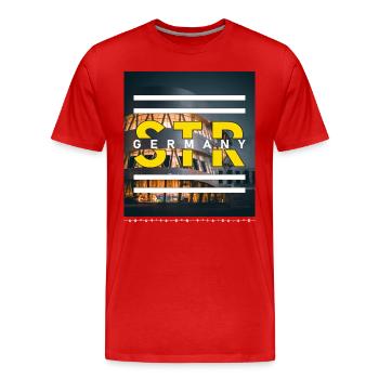 Stuttgart STR Germany - Museum - Men's Premium Organic T-Shirt - red - Front - Damien (186cm)
