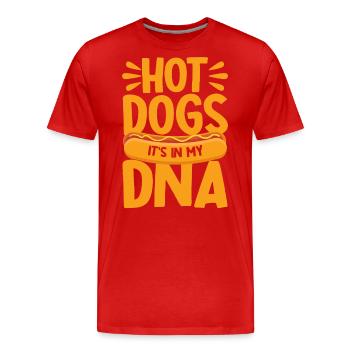 Les hot-dogs sont dans mon cadeau de hot-dog ADN - T-shirt bio Premium Homme - rouge - Devant - Damien (186cm)