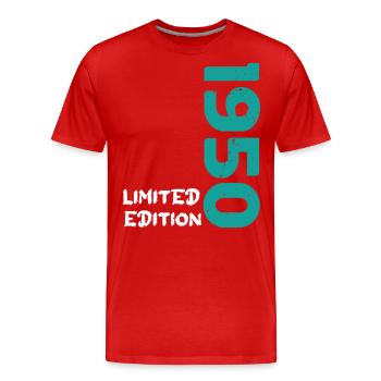 Anniversaire 1950 vintage 1950 né en 1950 - T-shirt bio Premium Homme - rouge - Devant - Damien (186cm)