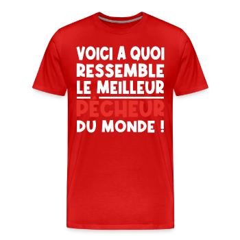 voici a quoi ressemble Le meilleur pêcheur - T-shirt bio Premium Homme - rouge - Devant - Damien (186cm)