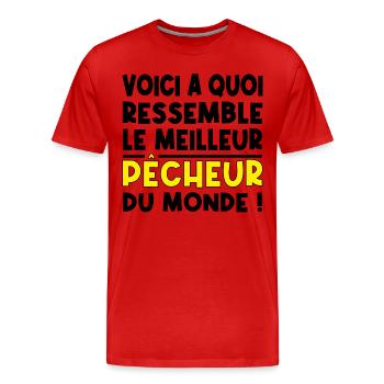Le meilleur pêcheur - T-shirt bio Premium Homme - rouge - Devant - Damien (186cm)