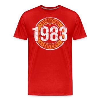 Awesome Since 1983 Retro Vintage Geburtstag - Männer Premium Bio T-Shirt - Rot - Vorne - Damien (186cm)