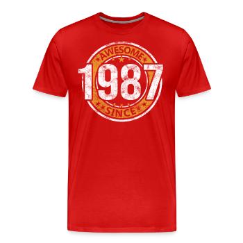 Génial depuis 1987 Retro Vintage Birthday - T-shirt bio Premium Homme - rouge - Devant - Damien (186cm)