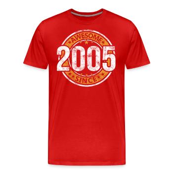 Génial depuis 2005 Retro Vintage Birthday - T-shirt bio Premium Homme - rouge - Devant - Damien (186cm)