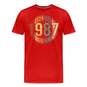 Awesome Since 1987 Retro Vintage Geburtstag - Männer Premium Bio T-Shirt - Rot - Vorne - Damien (186cm)