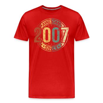Génial depuis 2007 Retro Vintage Birthday - T-shirt bio Premium Homme - rouge - Devant - Damien (186cm)