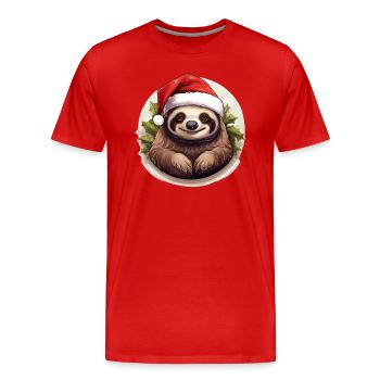Santa Sloth funny Sloth with Christmas Hat - Männer Premium Bio T-Shirt - Rot - Vorne - Damien (186cm)