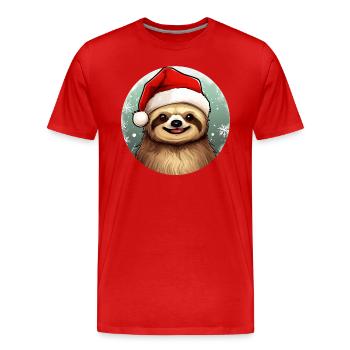 Santa Sloth funny Sloth with Christmas Hat - Männer Premium Bio T-Shirt - Rot - Vorne - Damien (186cm)