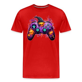 Funny Halloween Cartoon Gaming Controller Witch - Men's Premium Organic T-Shirt - red - Front - Damien (186cm)