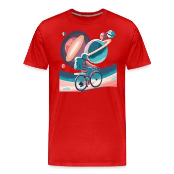 Cyclisme galactique - T-shirt bio Premium Homme - rouge - Devant - Damien (186cm)