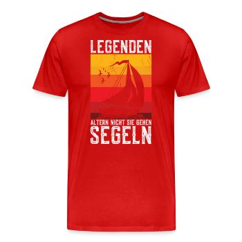 Legends Don't Age They Go Sailing Funny - Men's Premium Organic T-Shirt - red - Front - Damien (186cm)