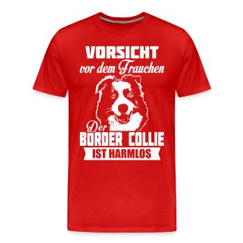 Border Collie - Men's Premium Organic T-Shirt - red - Front - Damien (186cm)