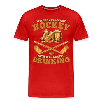 Hockey und Bier Wintersport auf dem Eis - Männer Premium Bio T-Shirt - Rot - Vorne - Damien (186cm)