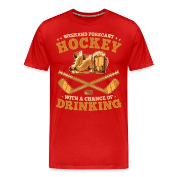 Weekend Forecast Hockey and Beer Drinking Team - Men's Premium Organic T-Shirt - red - Front - Damien (186cm)