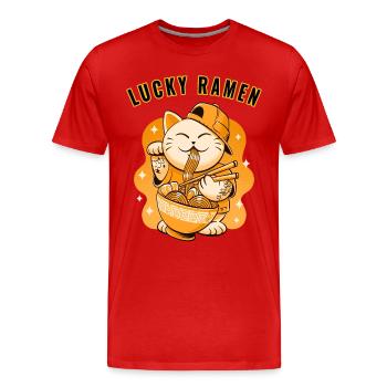 Funny ramen Cat Animal Japanese Food - Männer Premium Bio T-Shirt - Rot - Vorne - Damien (186cm)
